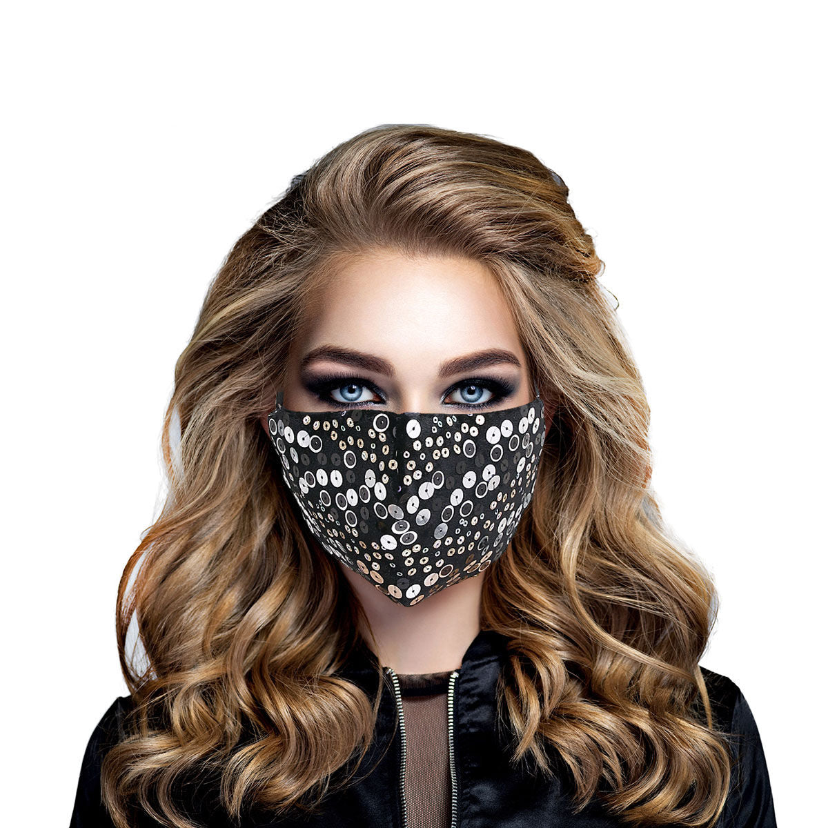 Silver Sequin Black Mask