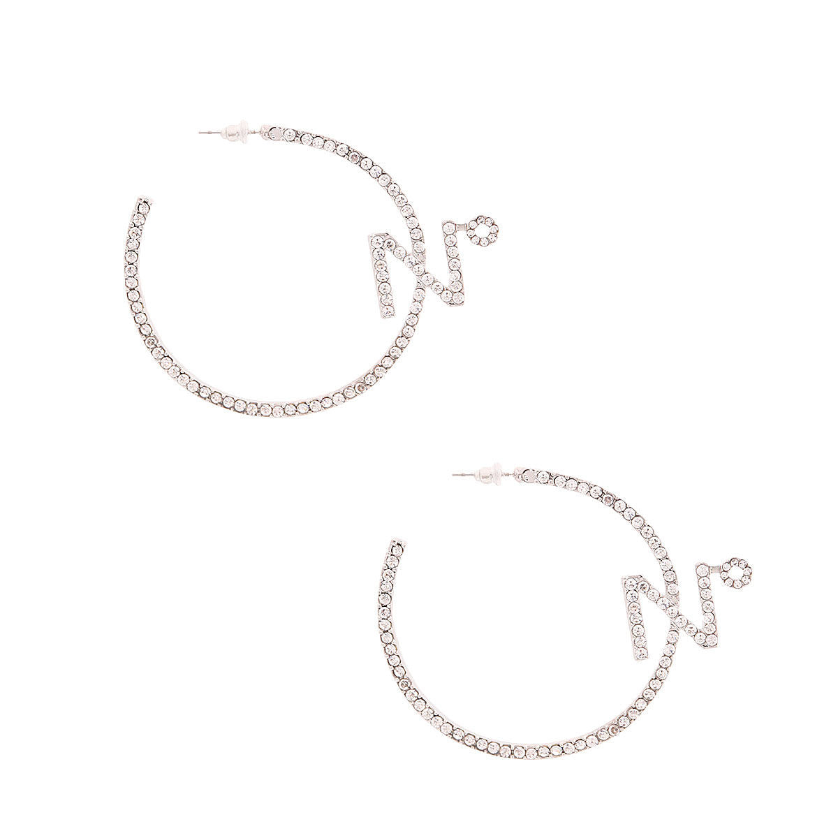 N Silver Rhinestone Hoops