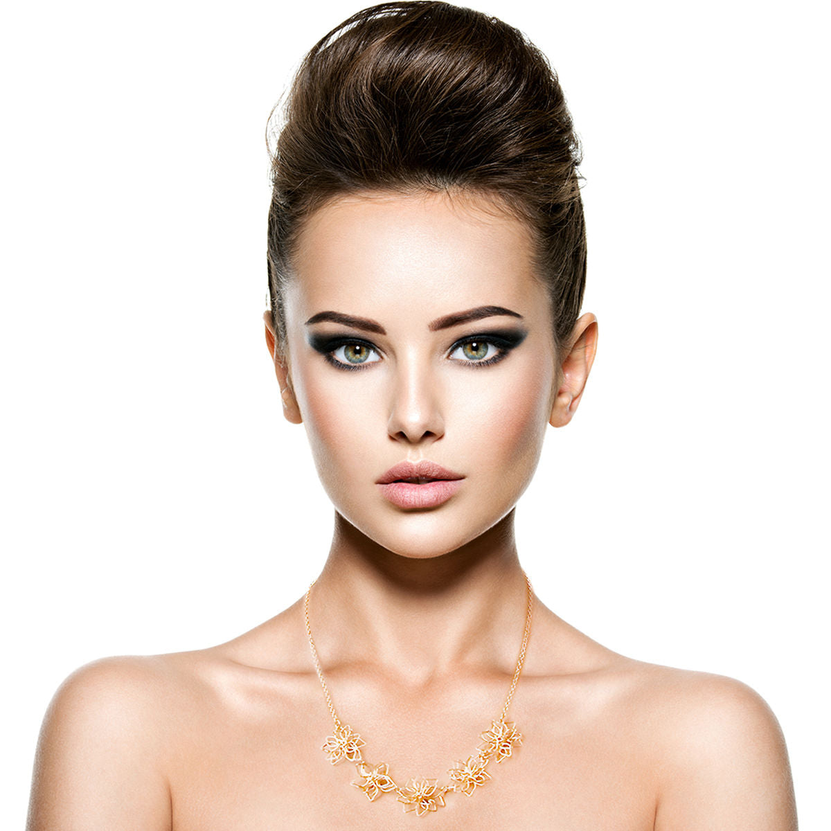 Gold Flower Necklace Set