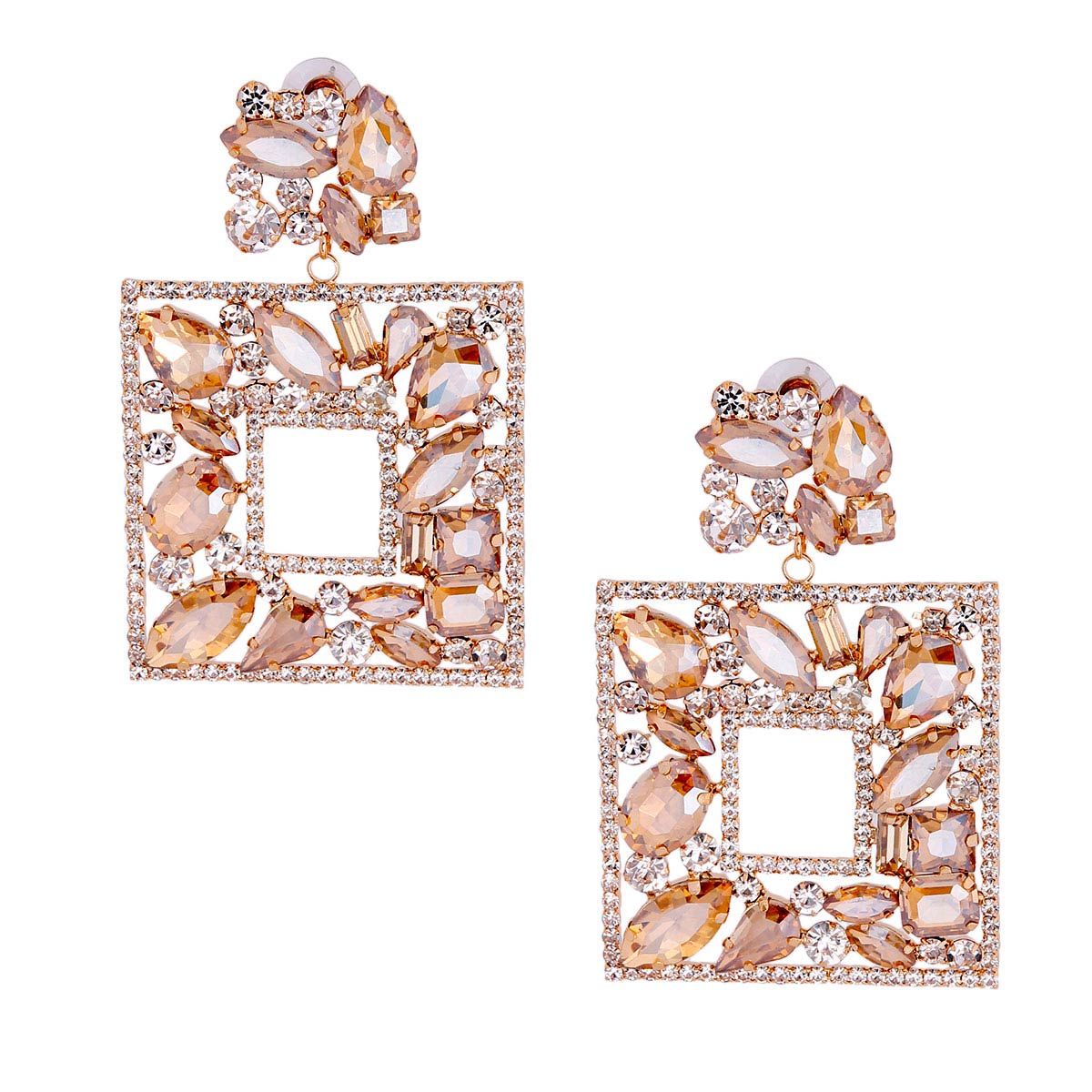 Elegant Topaz Crystal Square Earrings