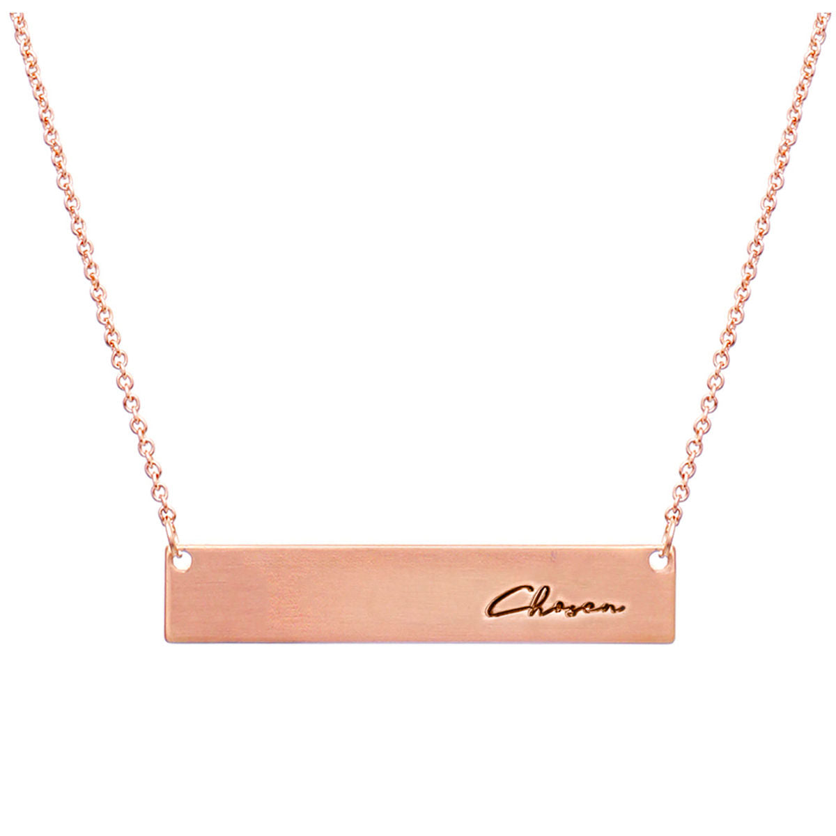 Rose Gold Script Chosen Plate Necklace