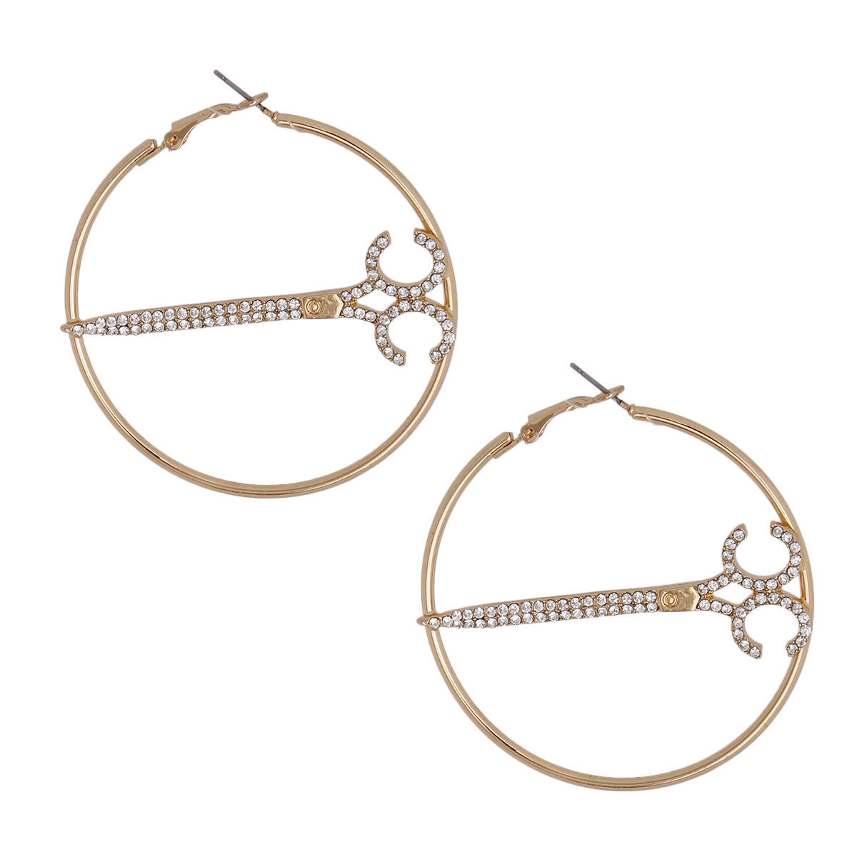 Gold Stone Scissor Hoops