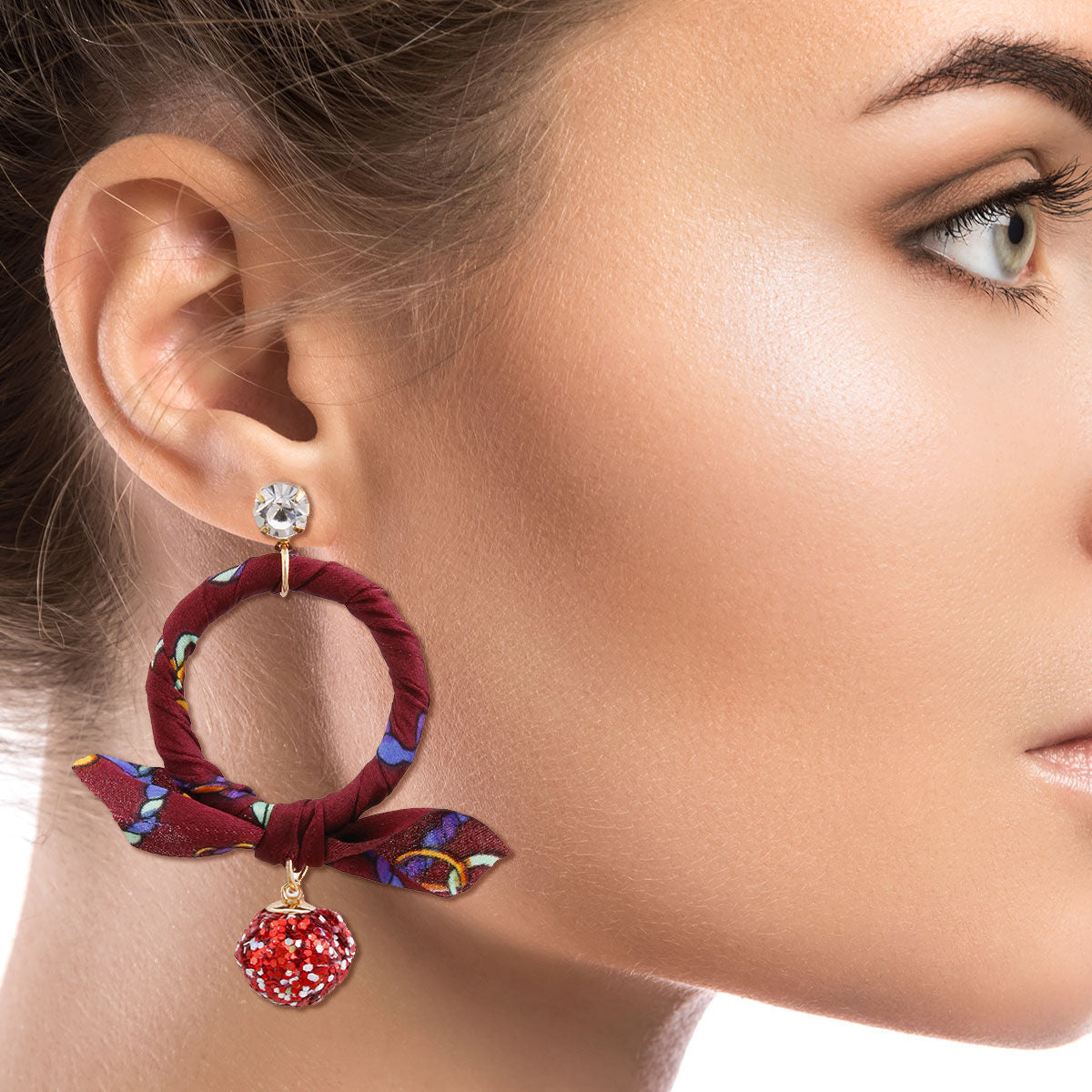 Burgundy Ring Earrings