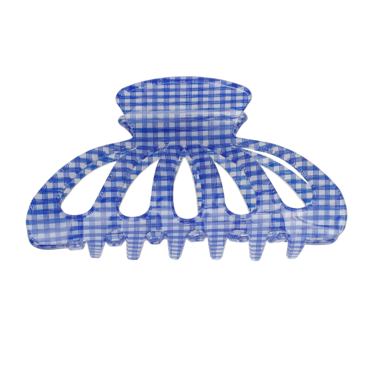 Blue Gingham Big Hair Claw Clip