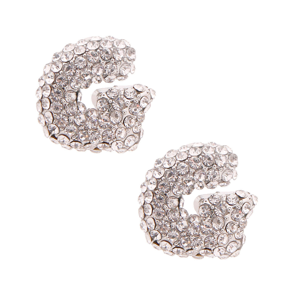 G Rhinestone Silver Studs