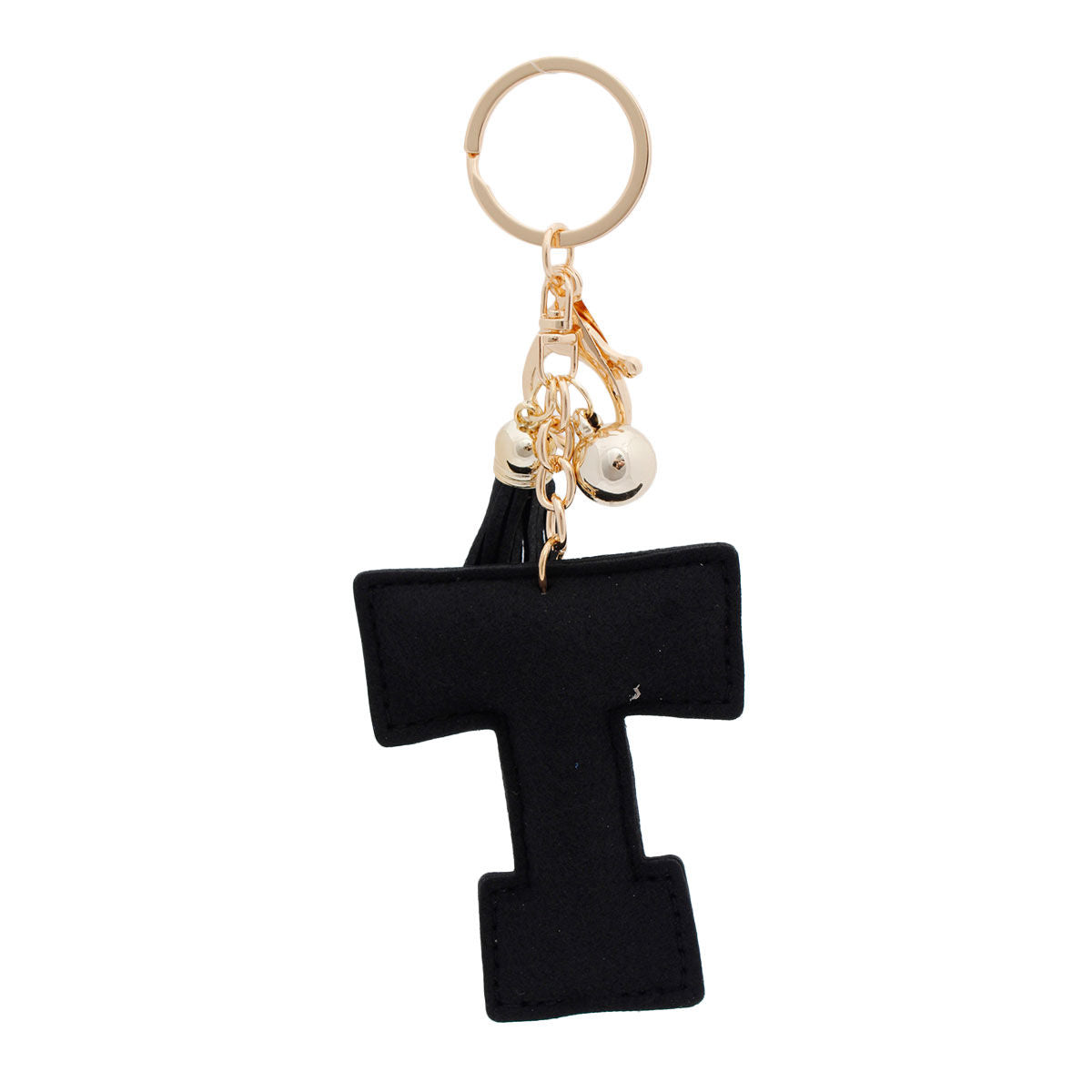 T Initial Black Keychain