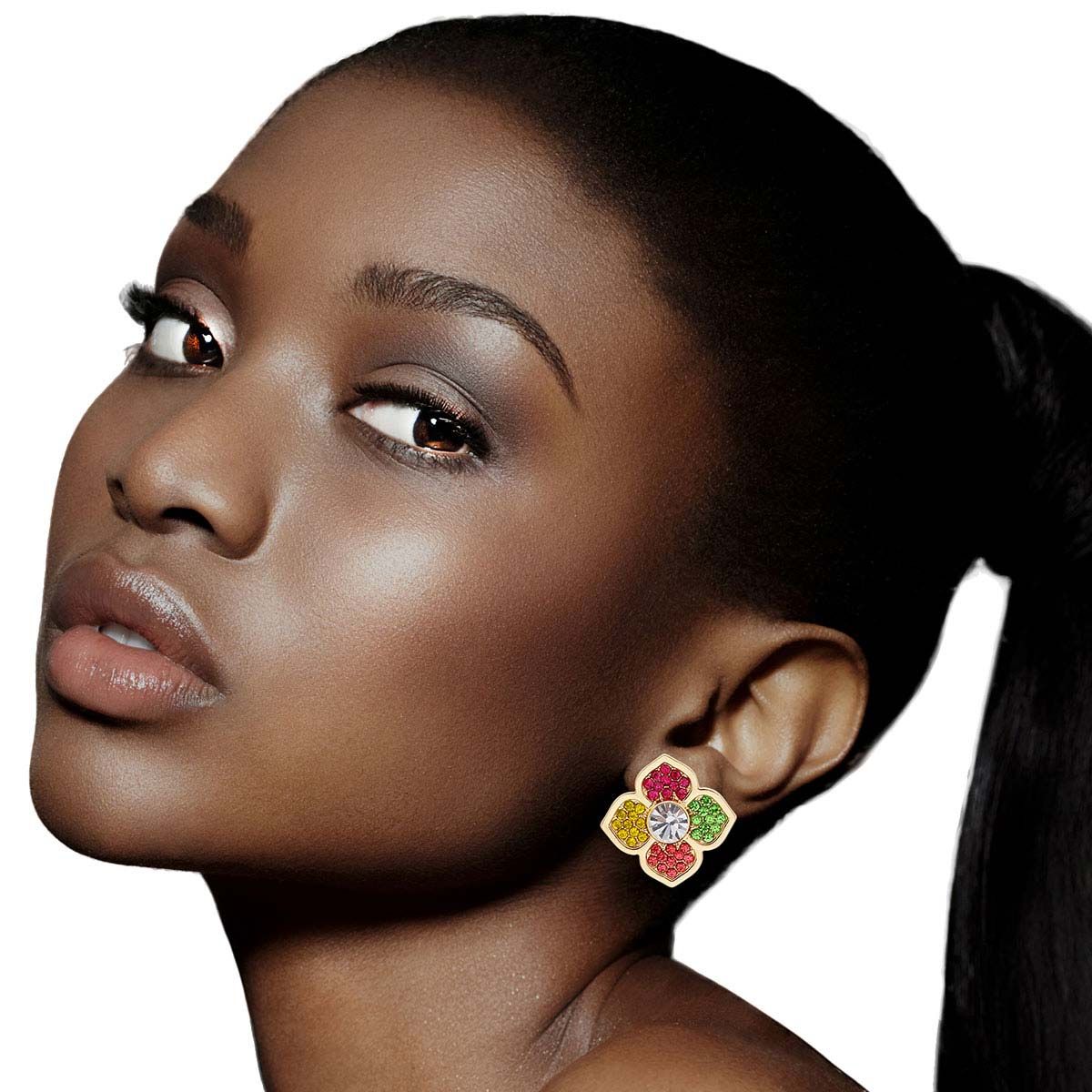 Multi-Color Magic: Flower Studs