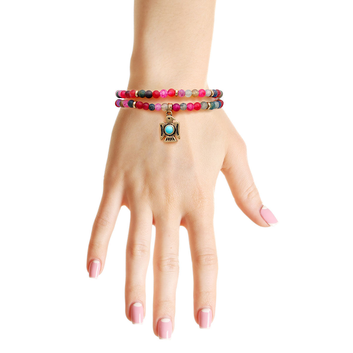 Fuchsia Natural Stone Tunderbird Bracelet