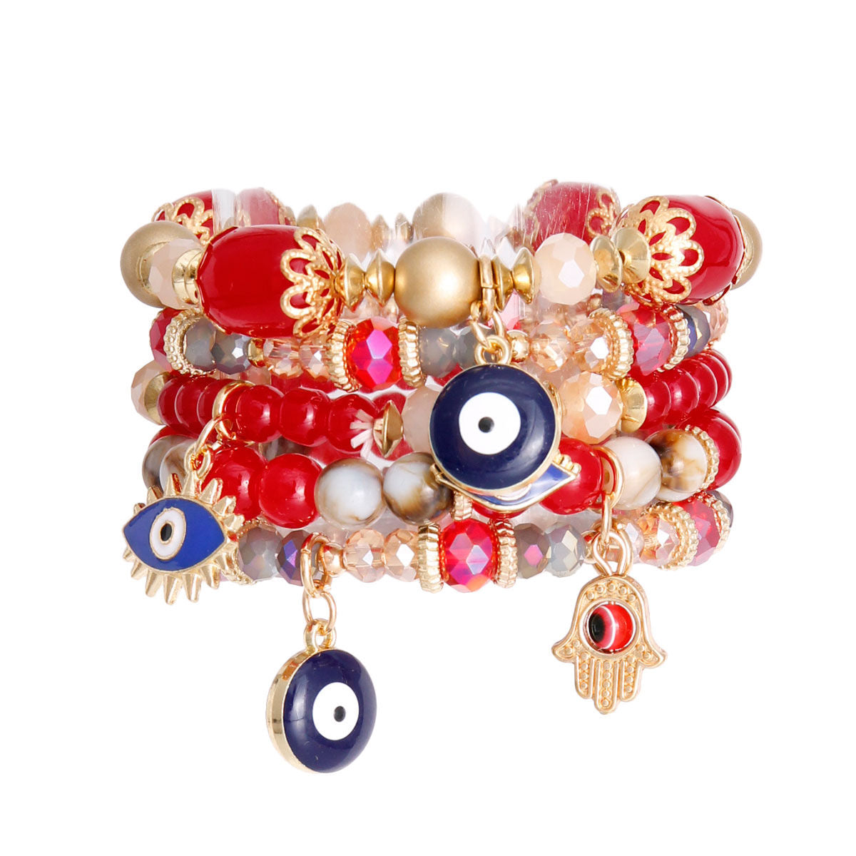 Red Glass Bead Evil Eye Bracelets