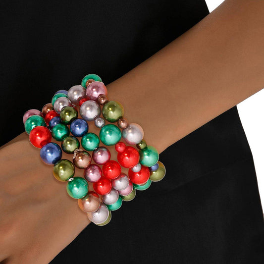 Dark Multi Color Pearl 5 Pcs Bracelets