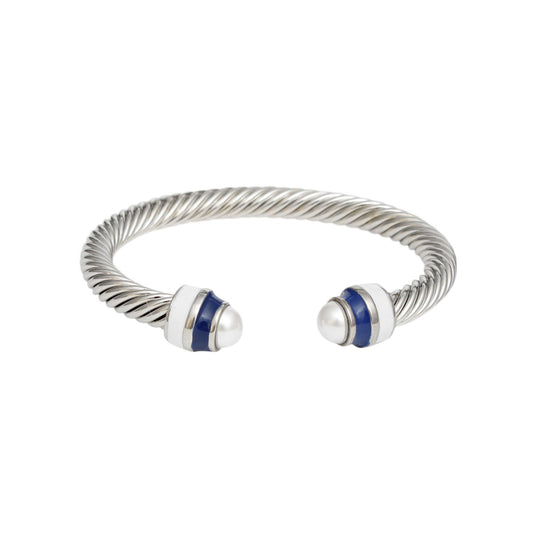 ZPB Sorority Blue White Pearl Cable Classic Bangle