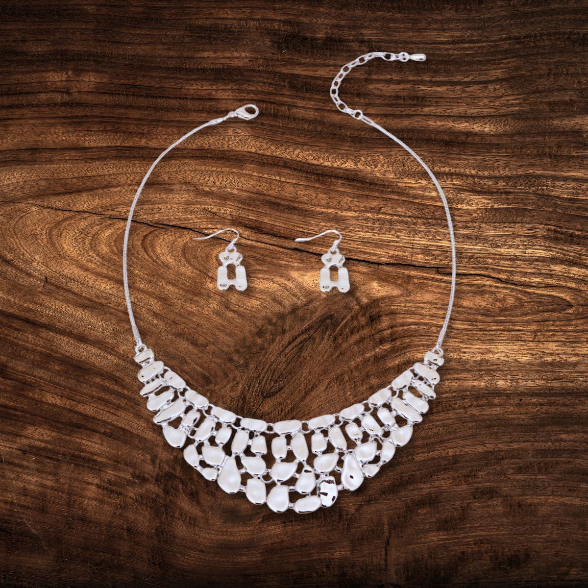 Silver Metal Link Collar Set