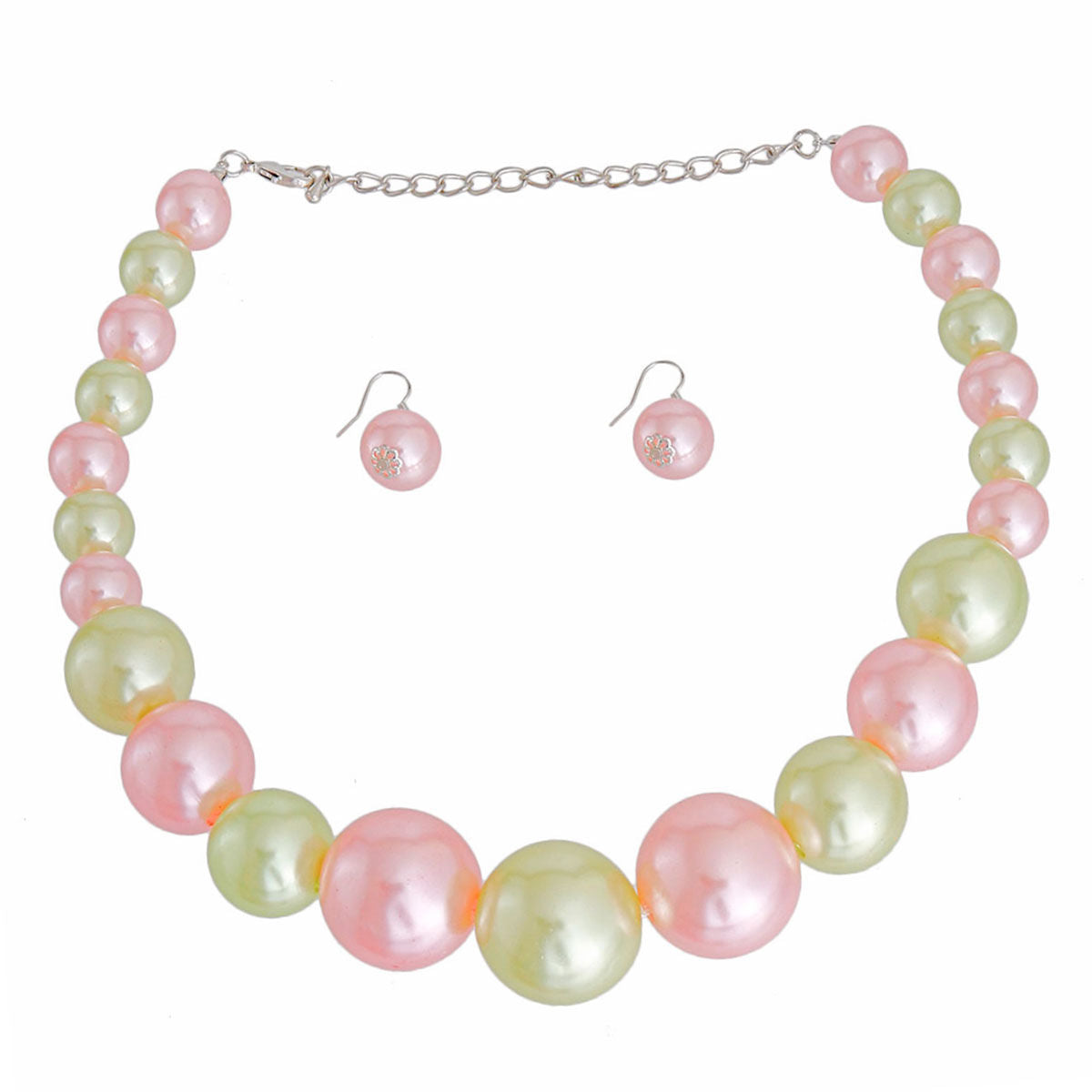 Pink and Green Graduated Bubble Gum Pearls