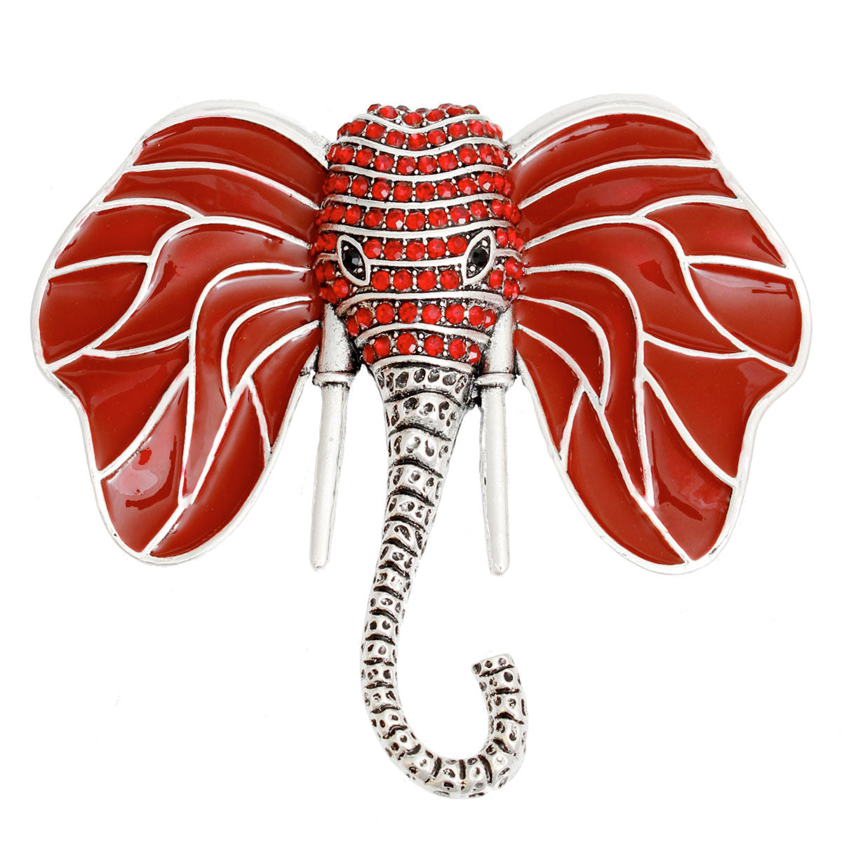 Brooch DST Elephant Head Red Stone Pin for Women