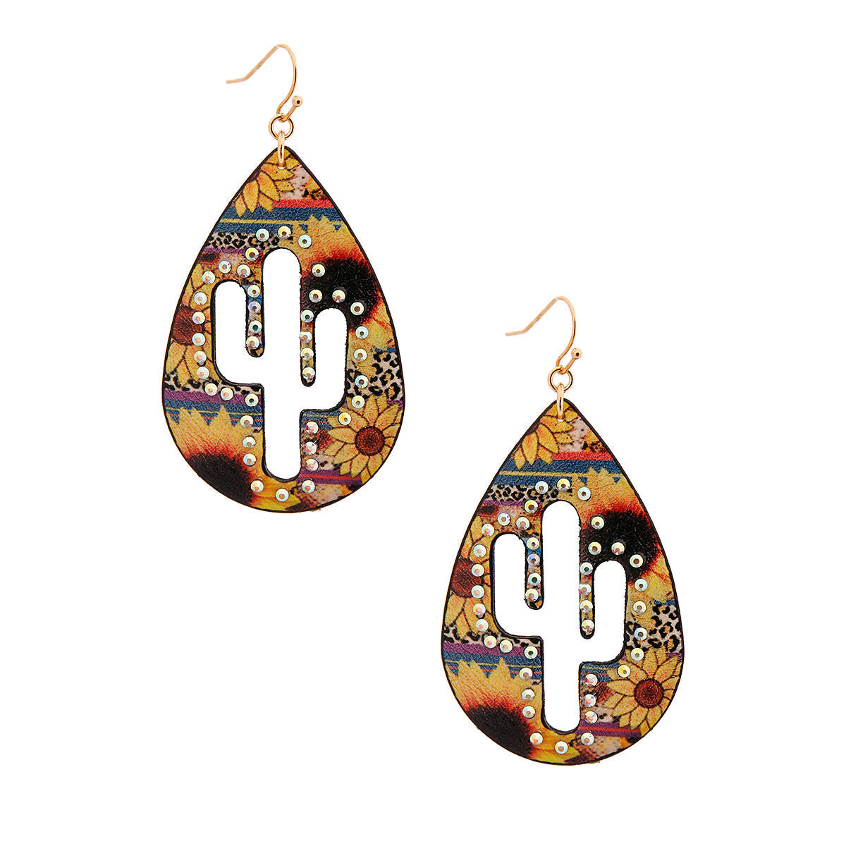 Sunflower Cactus Teardrop Earrings