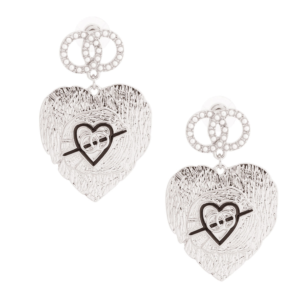 Silver Lining: Textured Heart Earrings