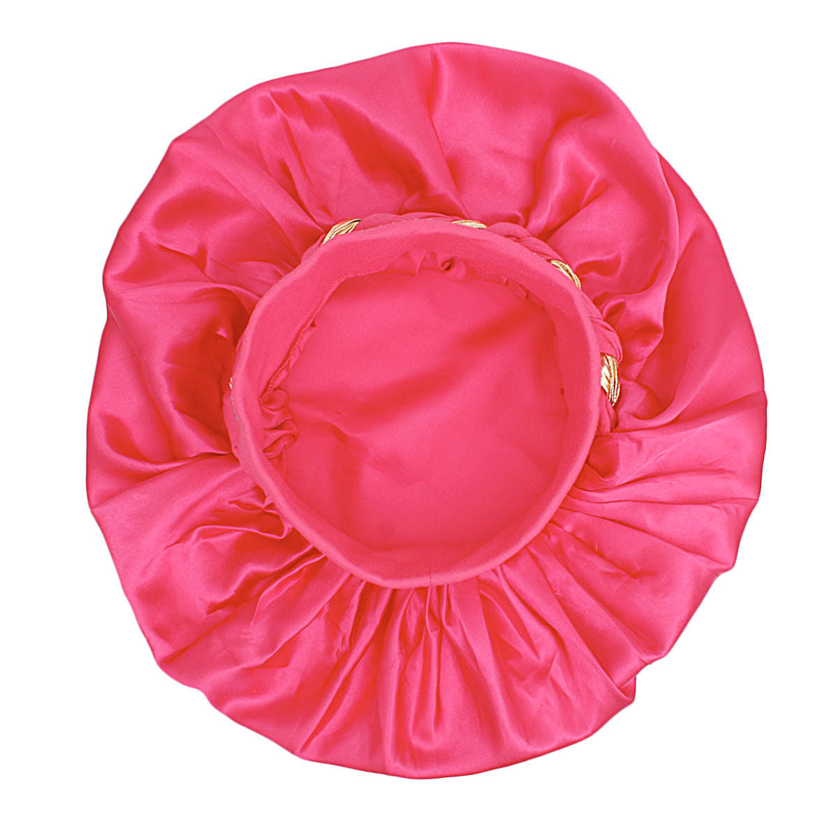 Bonnet Hot Pink Gold Satin Wide Edge Braid Women