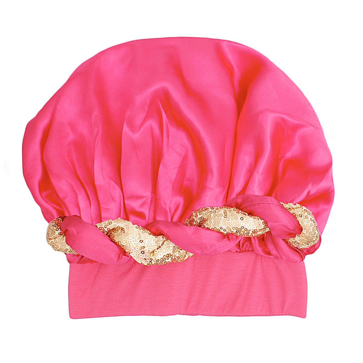 Bonnet Hot Pink Gold Satin Wide Edge Twist Women