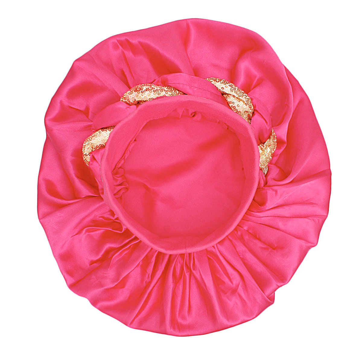 Bonnet Hot Pink Gold Satin Wide Edge Twist Women