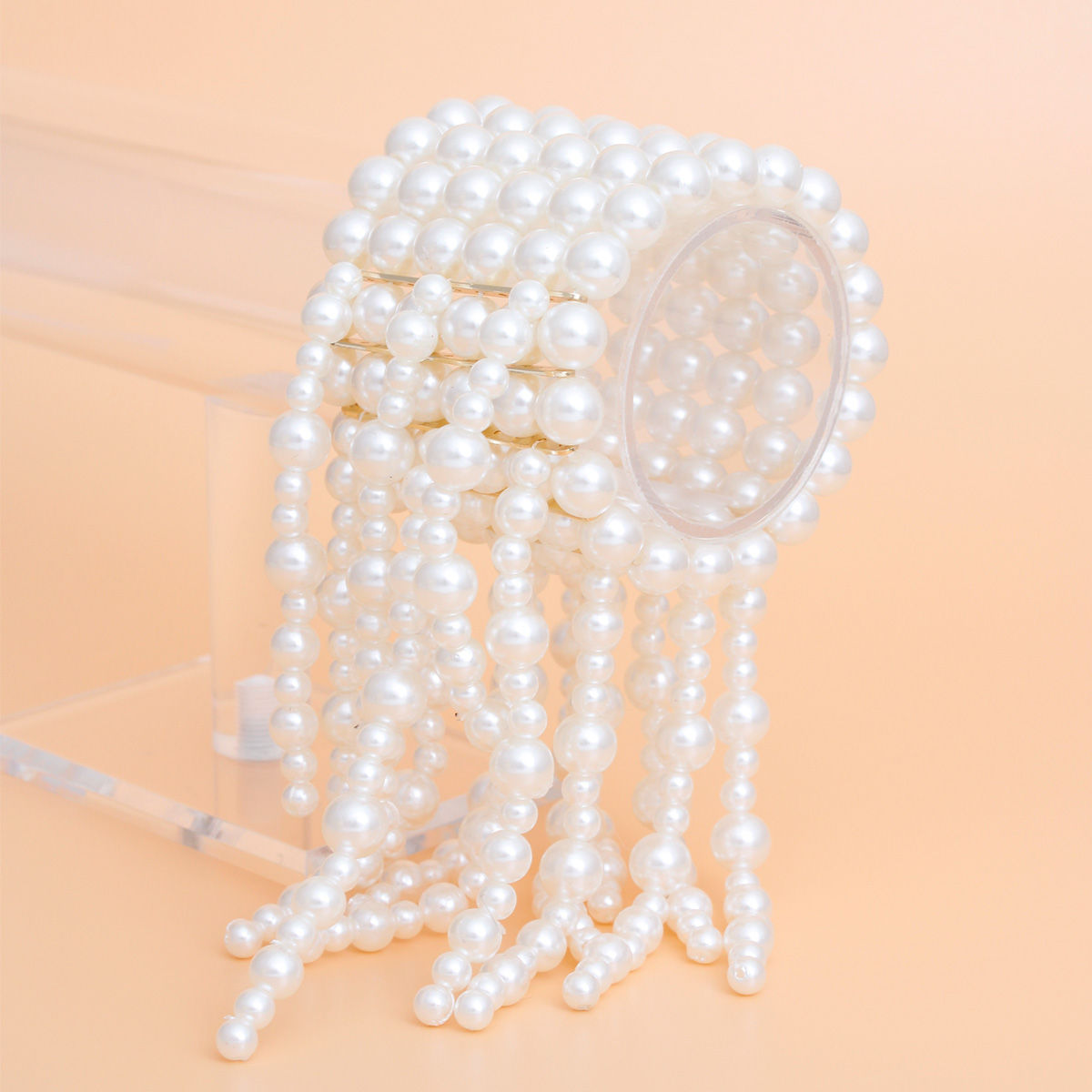 Bracelet Cream Pearl Fringe Stretchy for Women