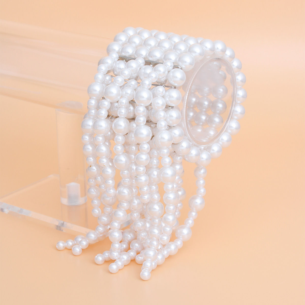 Bracelet White Pearl Fringe Stretchy for Women