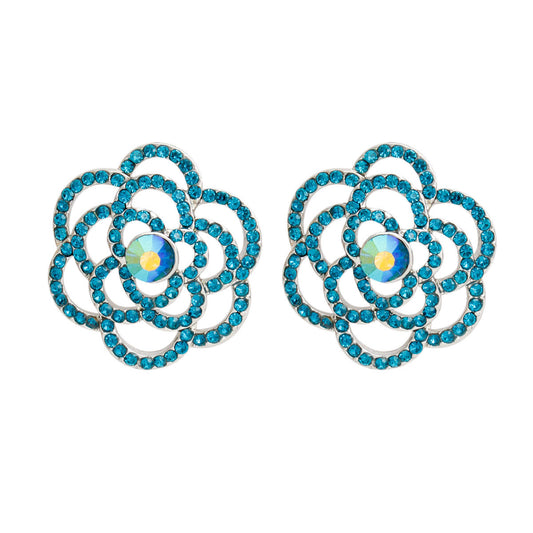 Stud Blue Rose Cutout Small Earrings for Women