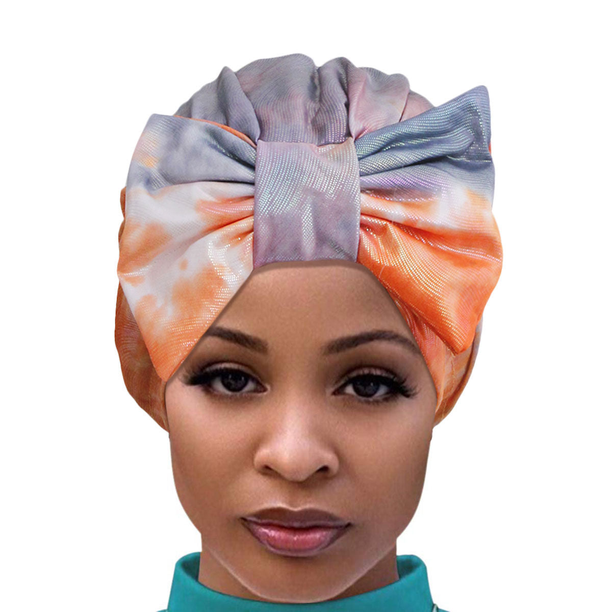 Orange Tie Dye Bow Turban