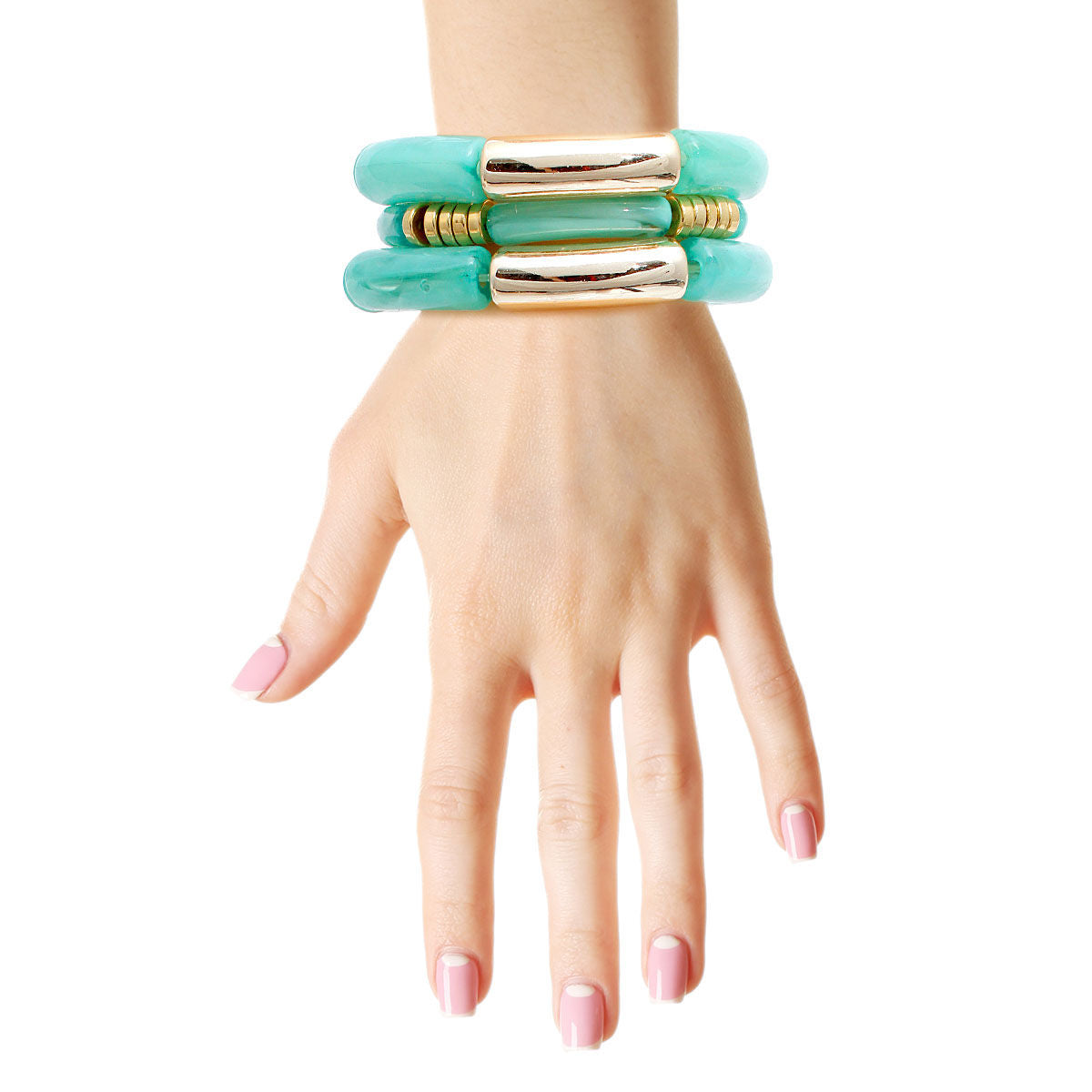 Turquoise Tube Stretch Bangle Set