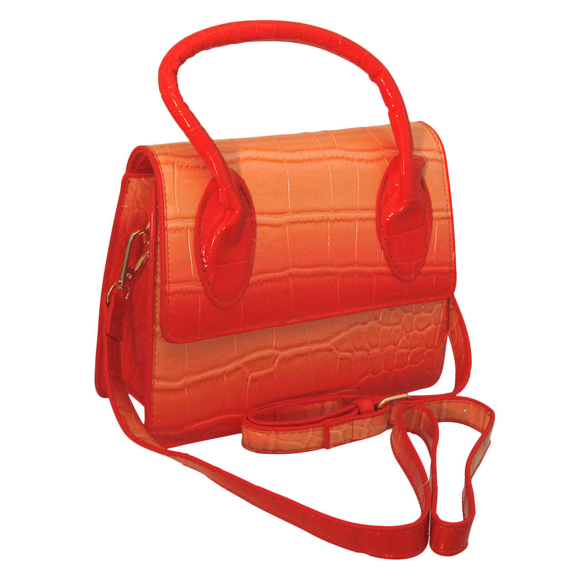 Zuri's Red Croc Flap Satchel Handbag