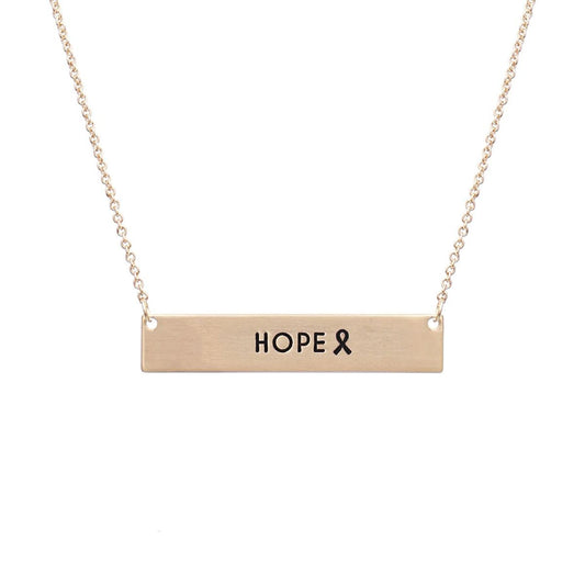 Gold Ribbon HOPE Plate Necklace