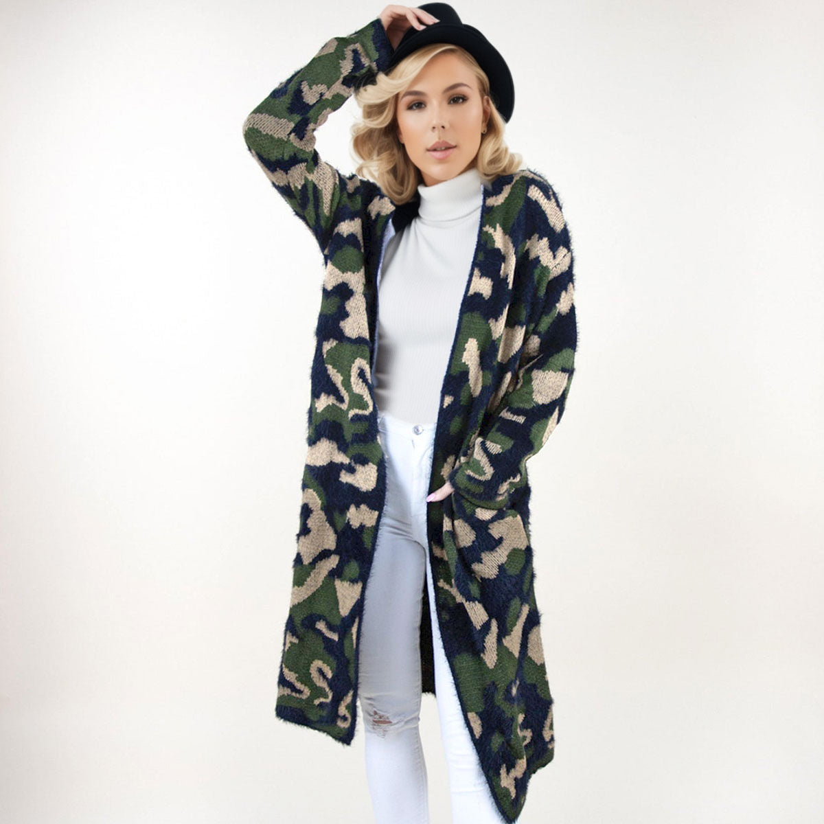 S/M Camo Long Sleeve Cardigan