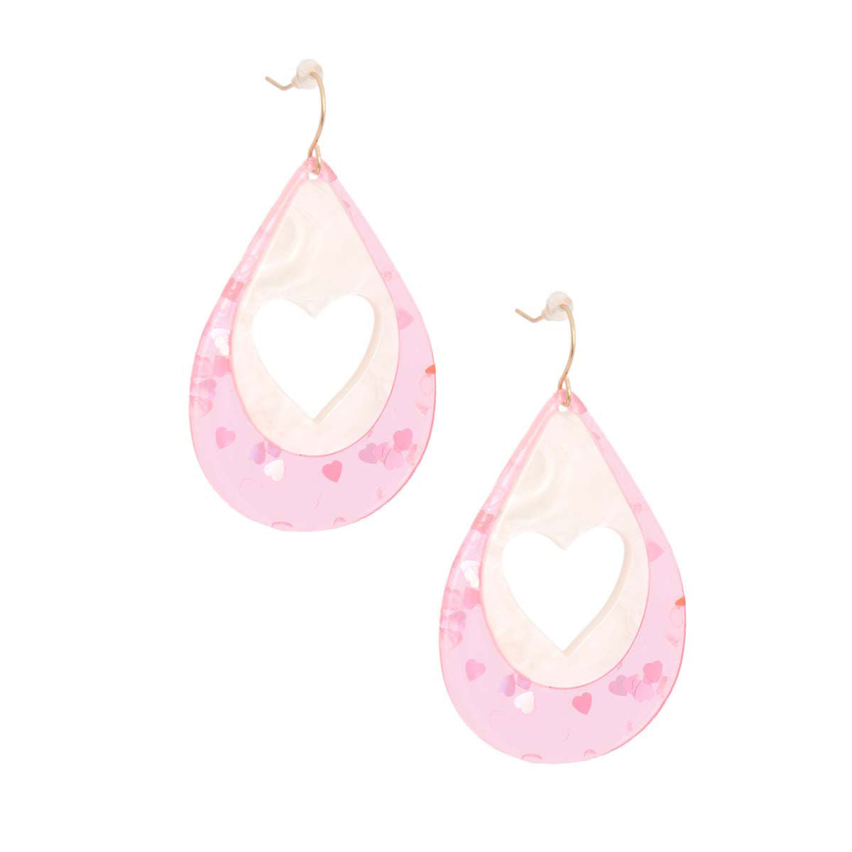 Light Pink Teardrop Heart Earrings