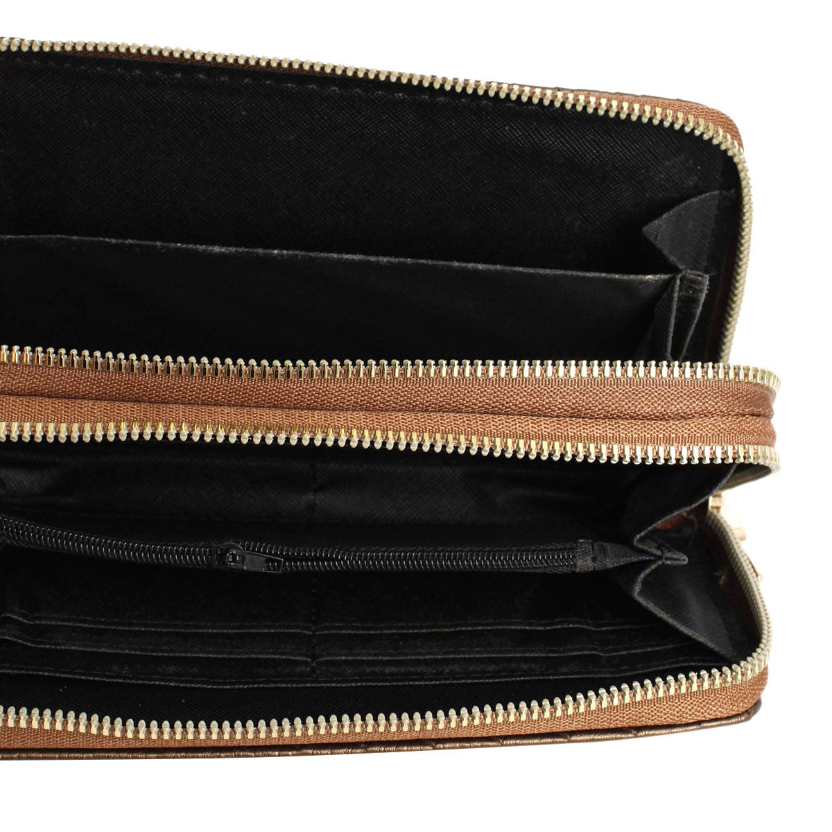 Zipper Wallet Bronze Woven Wristlet for Women