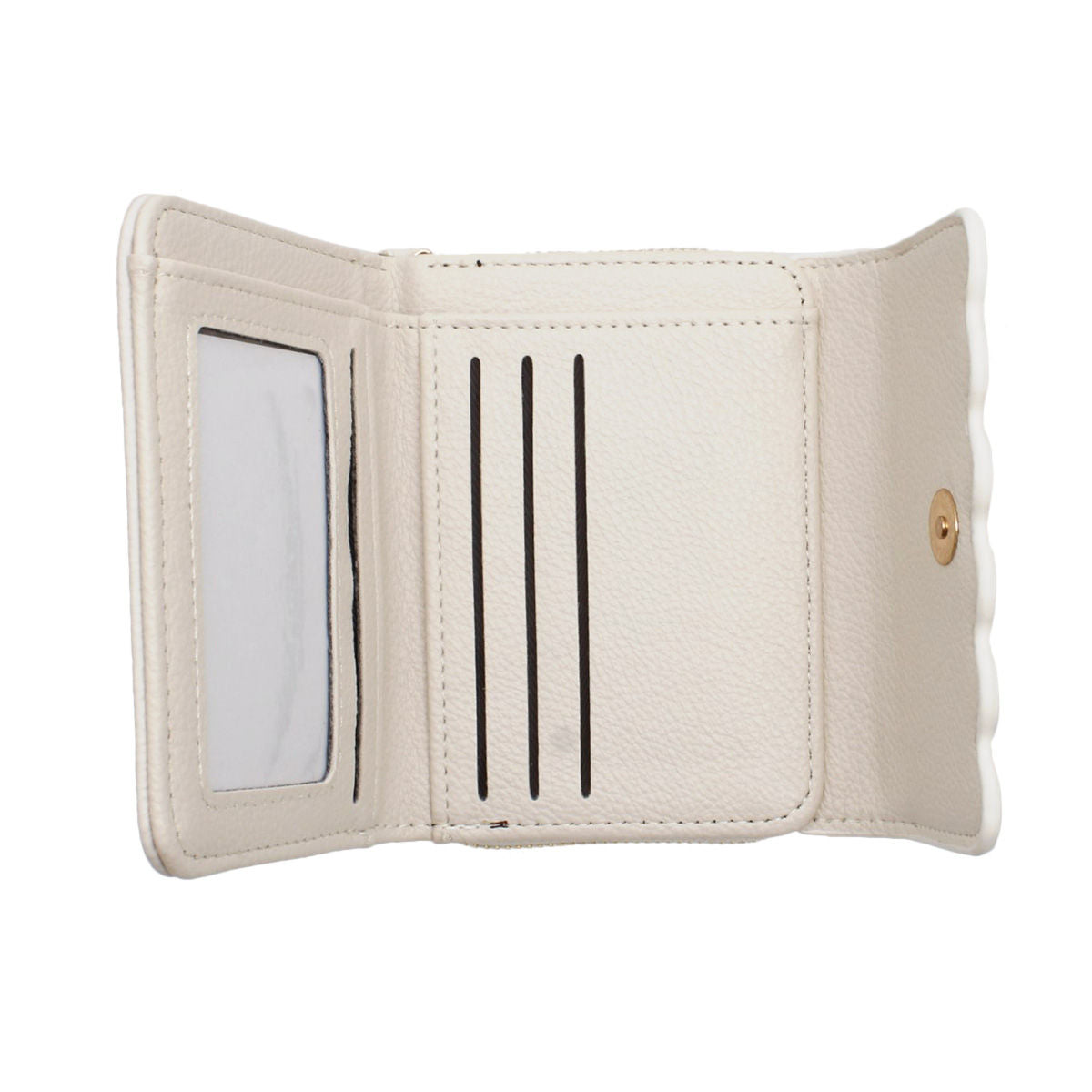 Accordian Wallet Beige Snap Cardholder for Women