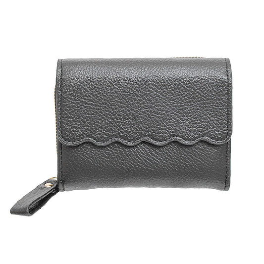 Accordian Wallet Black Snap Cardholder for Women