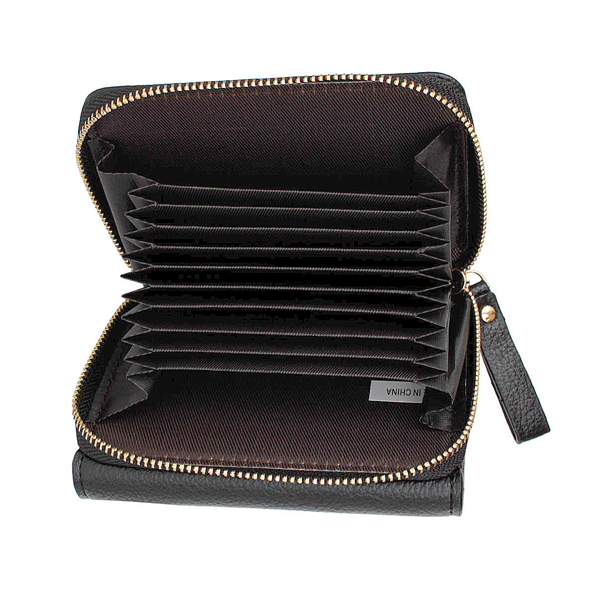 Accordian Wallet Black Snap Cardholder for Women