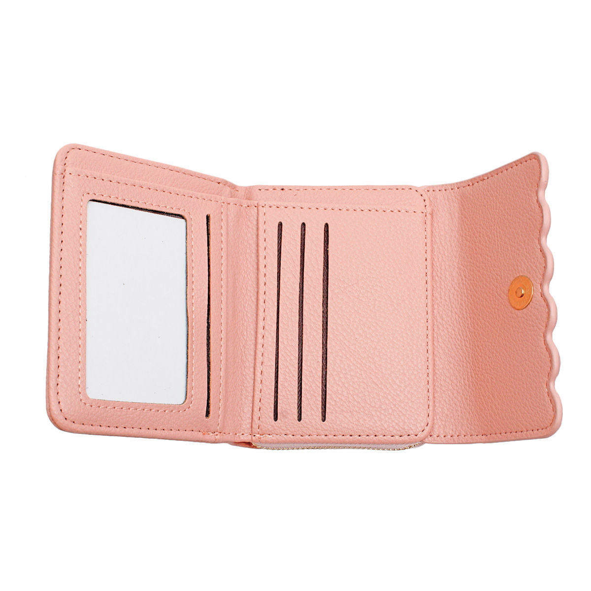 Accordian Wallet Pink Snap Cardholder for Women