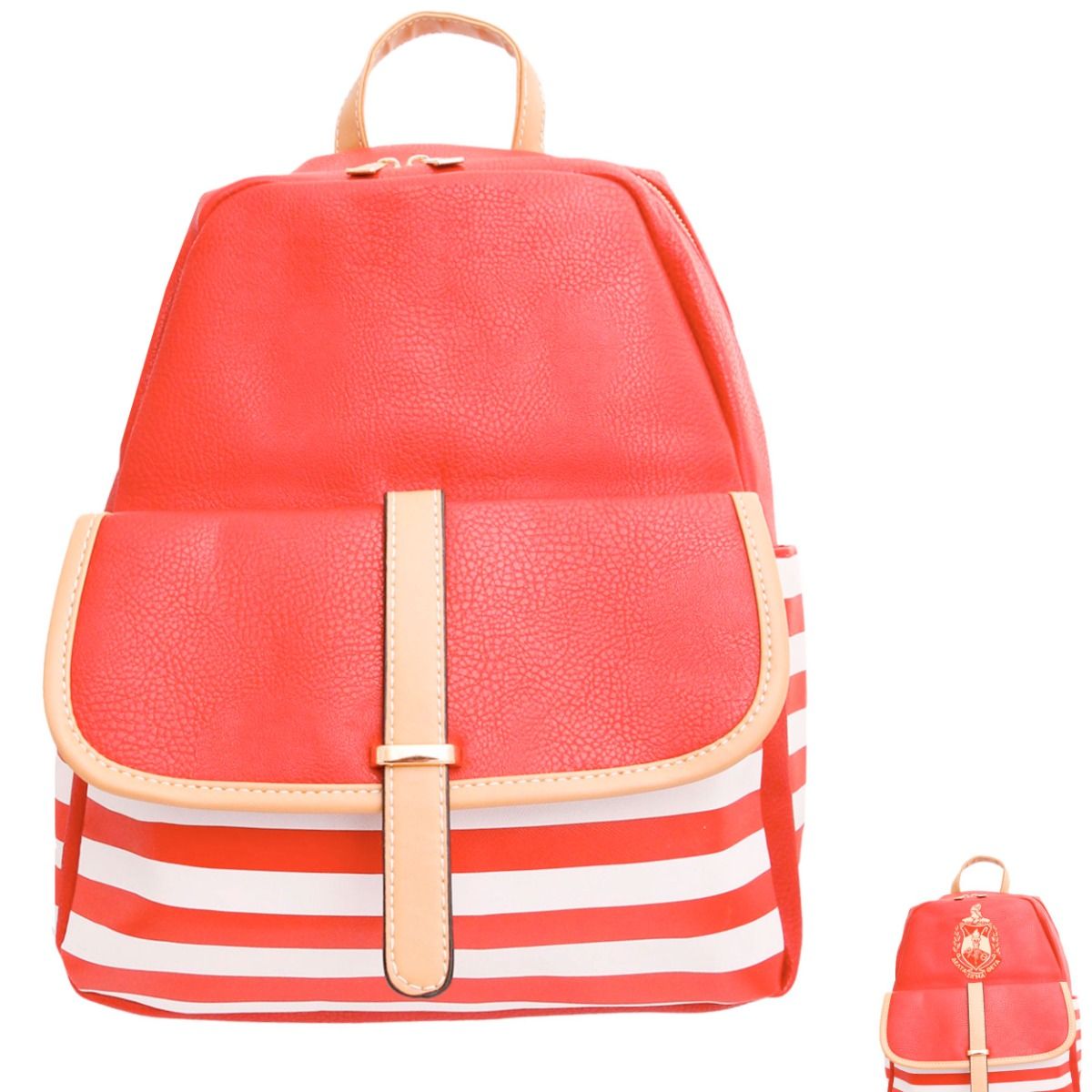 Red and White Stripe Backpack