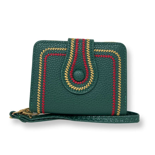 Green Stitched Bifold Wallet