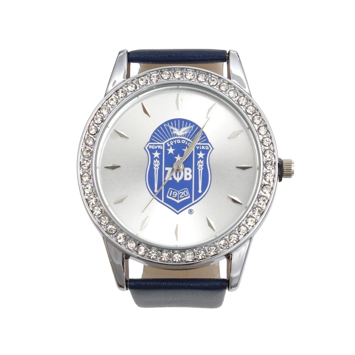 ZPB Blue Leather Silver Sun Cut Dial Watch Women