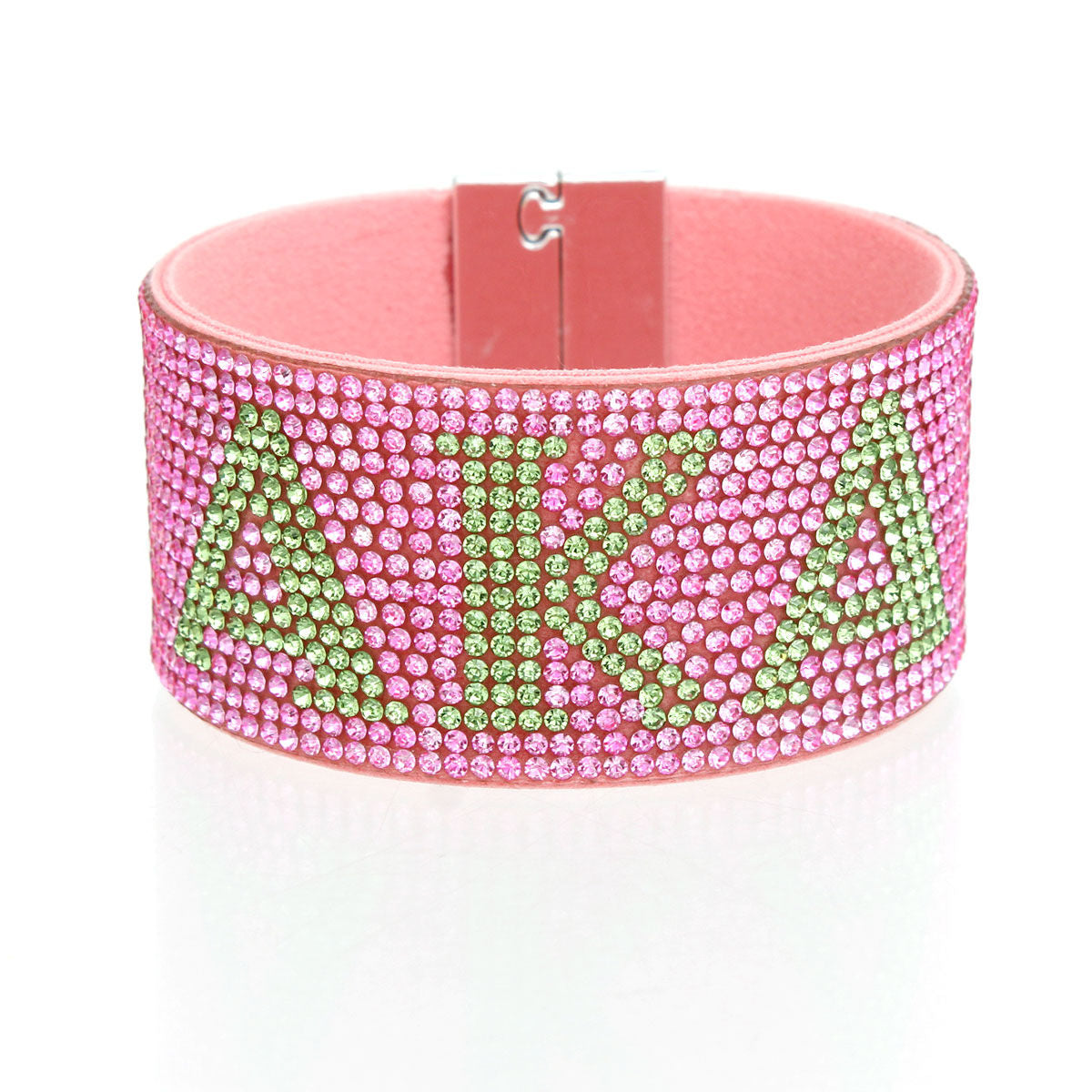 AKA Sorority Pink Rhinestone Magnetic Bracelet