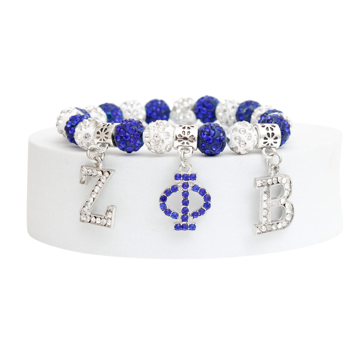 ZPB Sorority Blue White Bling Letter Bracelet