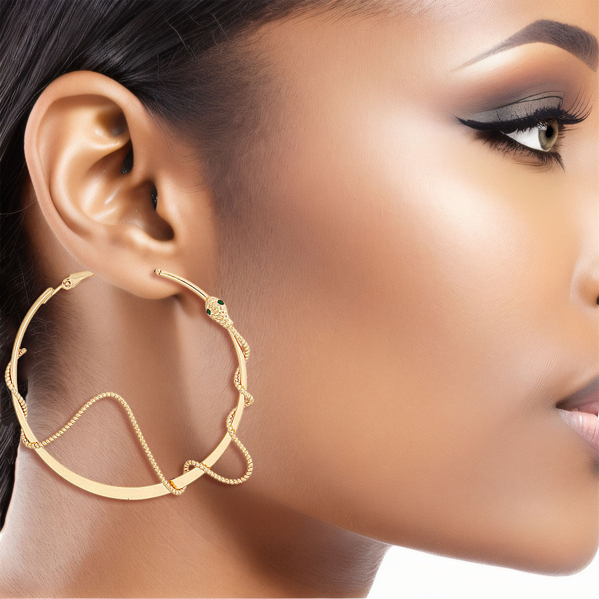 Gold Snake Wrapped Hoops