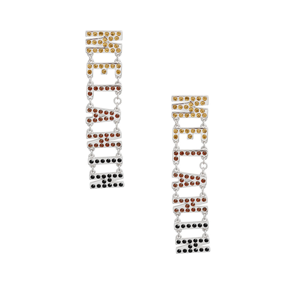 Silver Rhinestone MELANIN Link Earrings