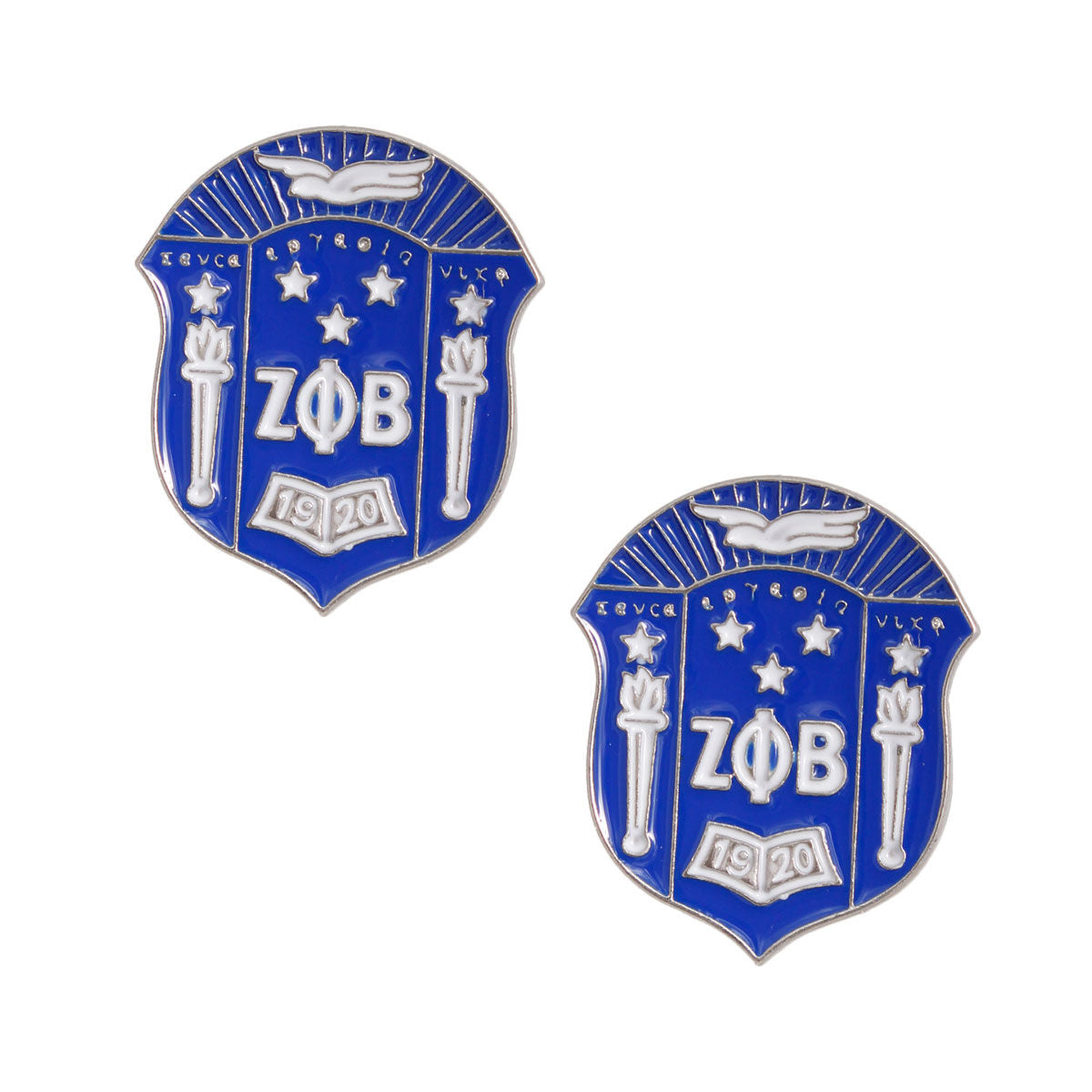 Blue White Crest Studs