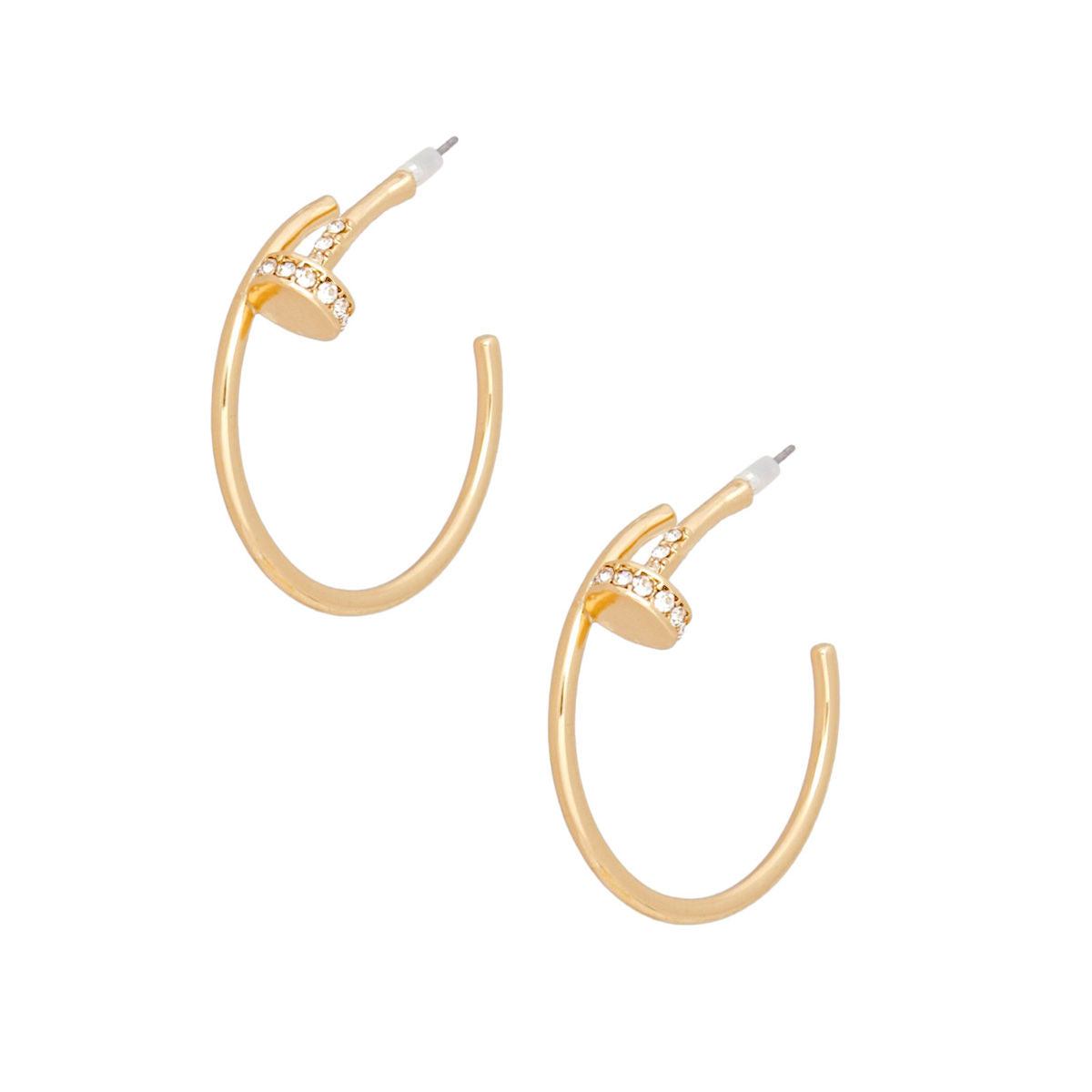 Hoops Polished Gold Nail Style Earrings for Women