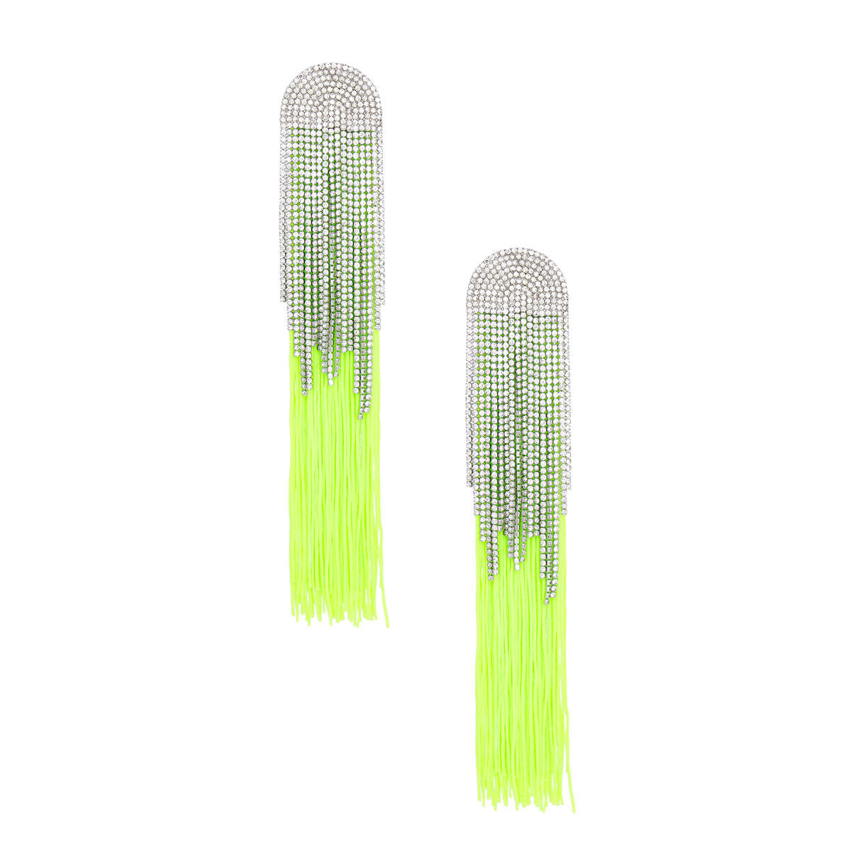 Tassel Neon Green Long Fringe Glam Earrings Women