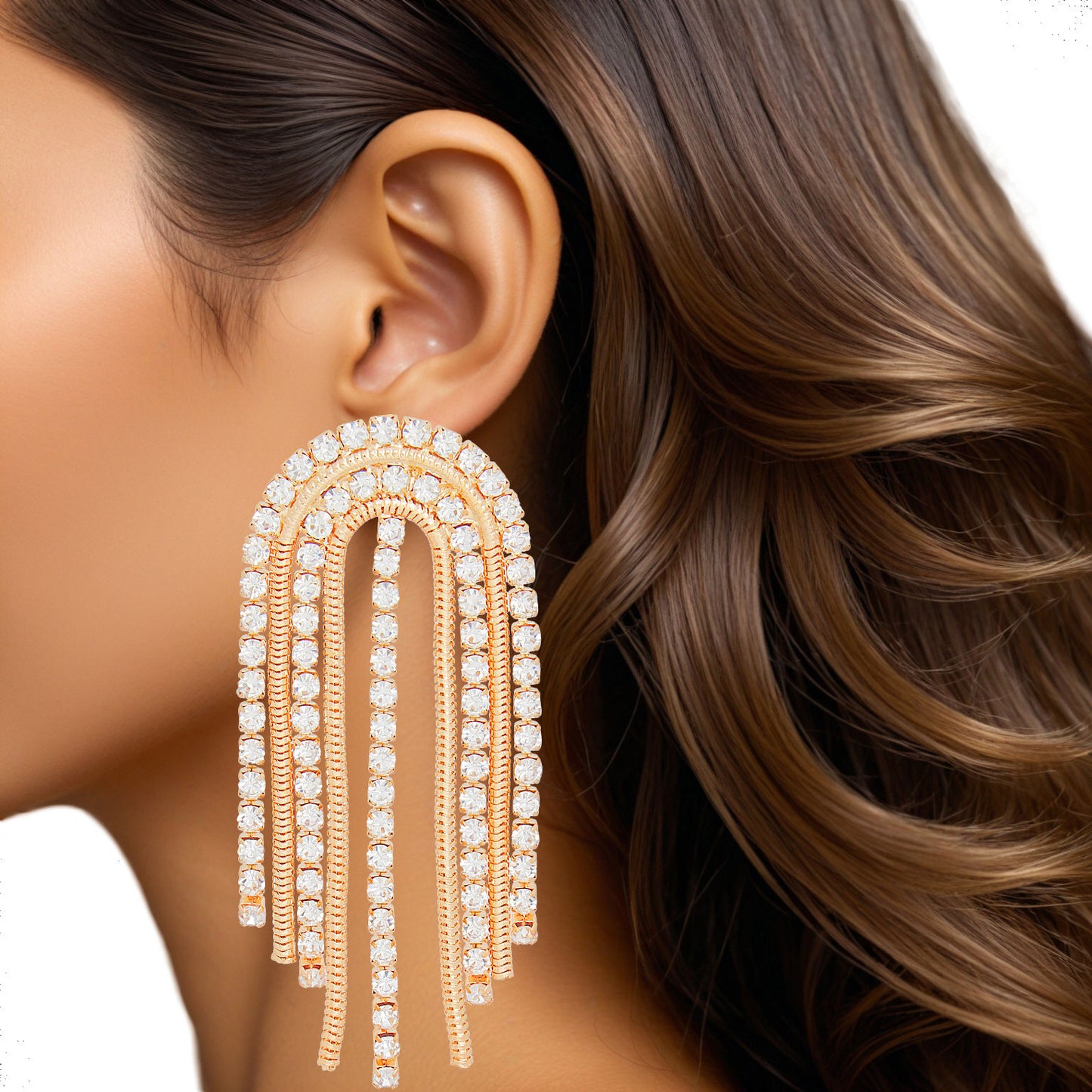 Tassel Large Gold Cascading Arch Earrings Women