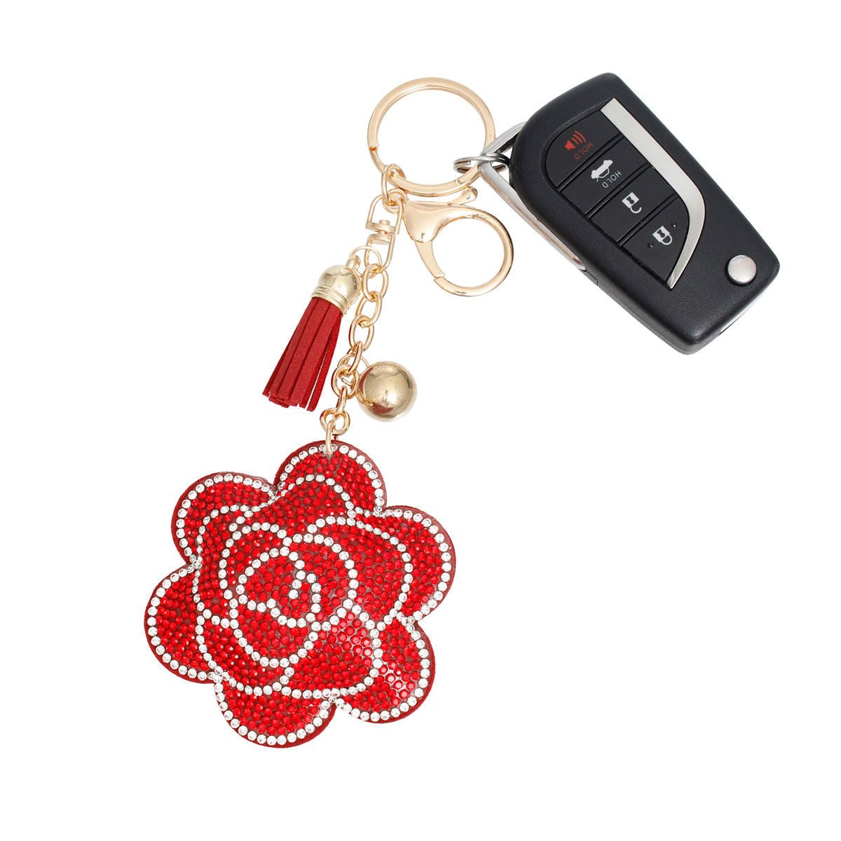 Red Flower Keychain Clip|6.5 x 2.65 inches