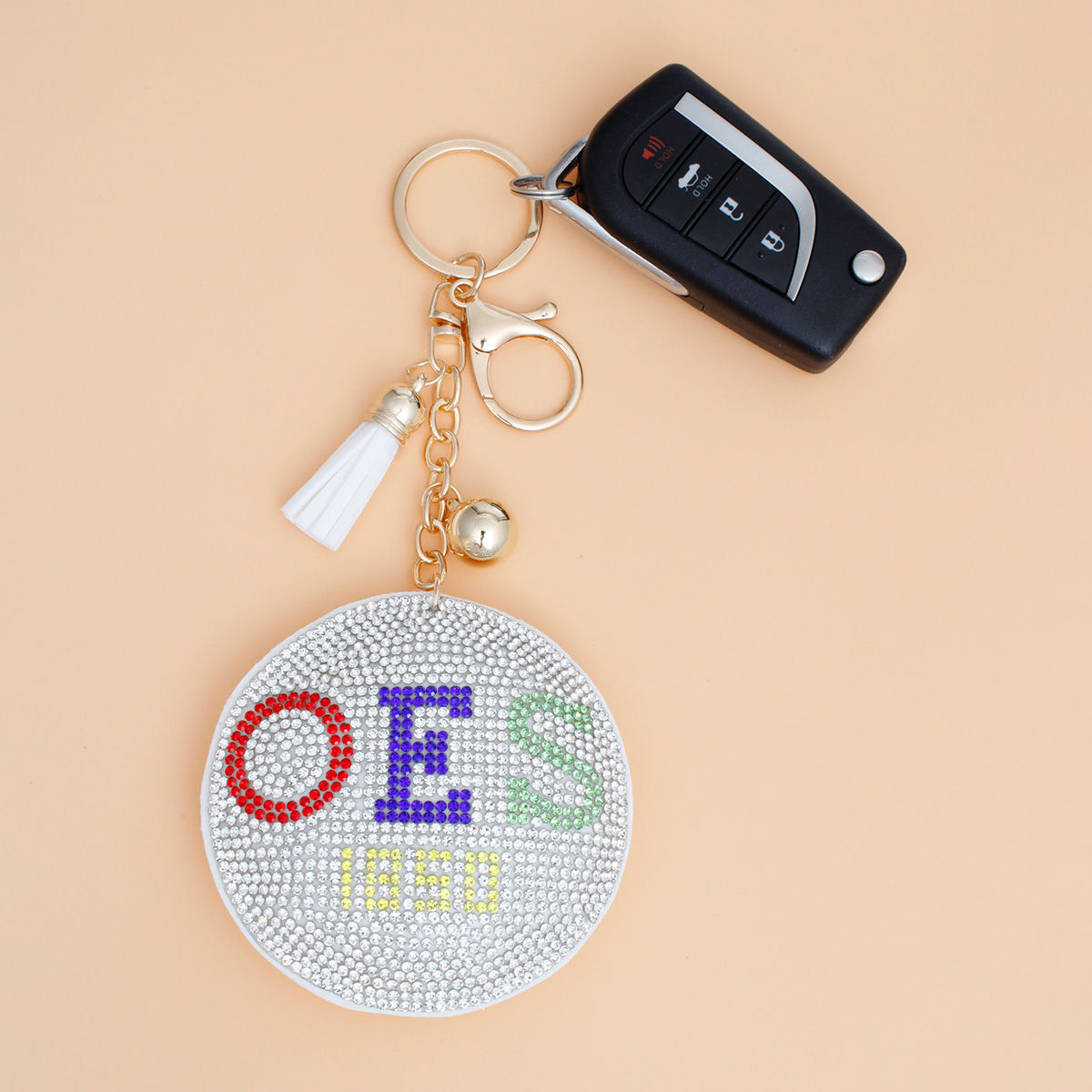 OES Sorority White Padded Sorority Keychain